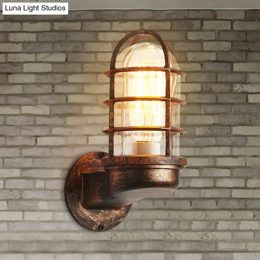 Industrial Half-Capsule Glass Wall Lamp - Bathroom Sconce Lighting Fixture -  - DINIBLO 