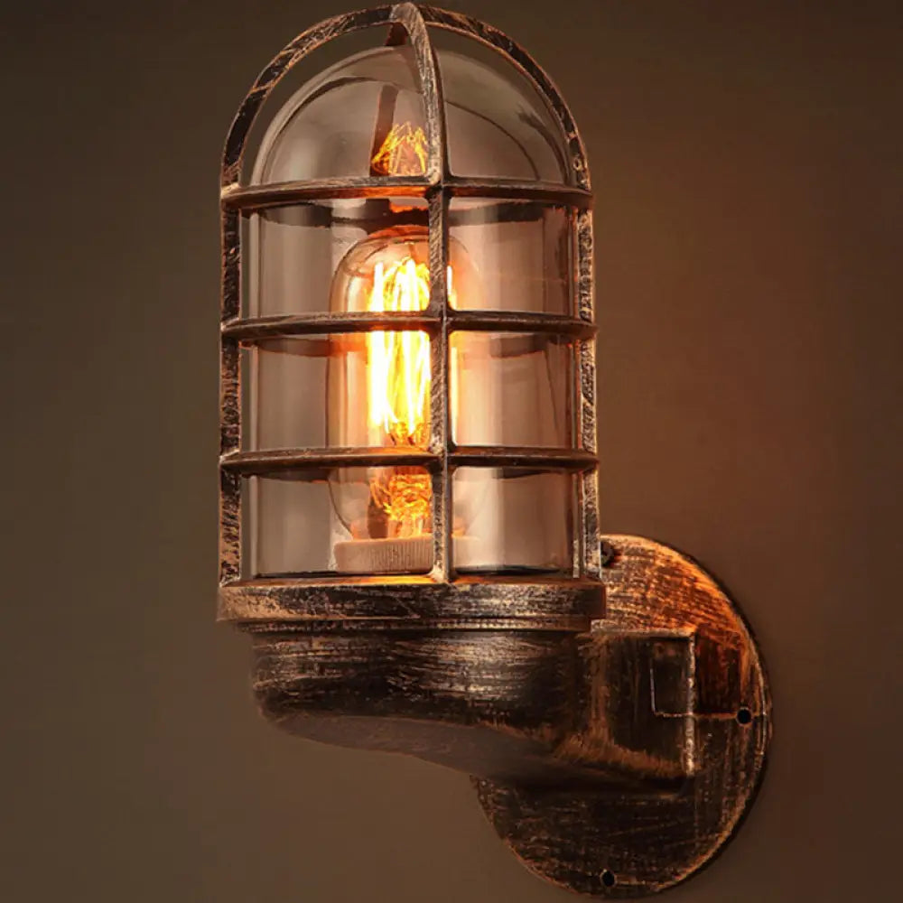 Industrial Half-Capsule Glass Wall Lamp - Bathroom Sconce Lighting Fixture -  - DINIBLO 