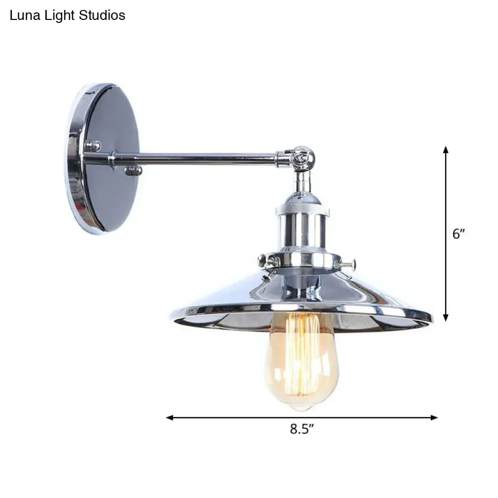 Industrial Iron Swivel Wall Lamp with Chrome Finish - 1-Light Cone/Saucer/Shadeless Design for Reading -  - DINIBLO 