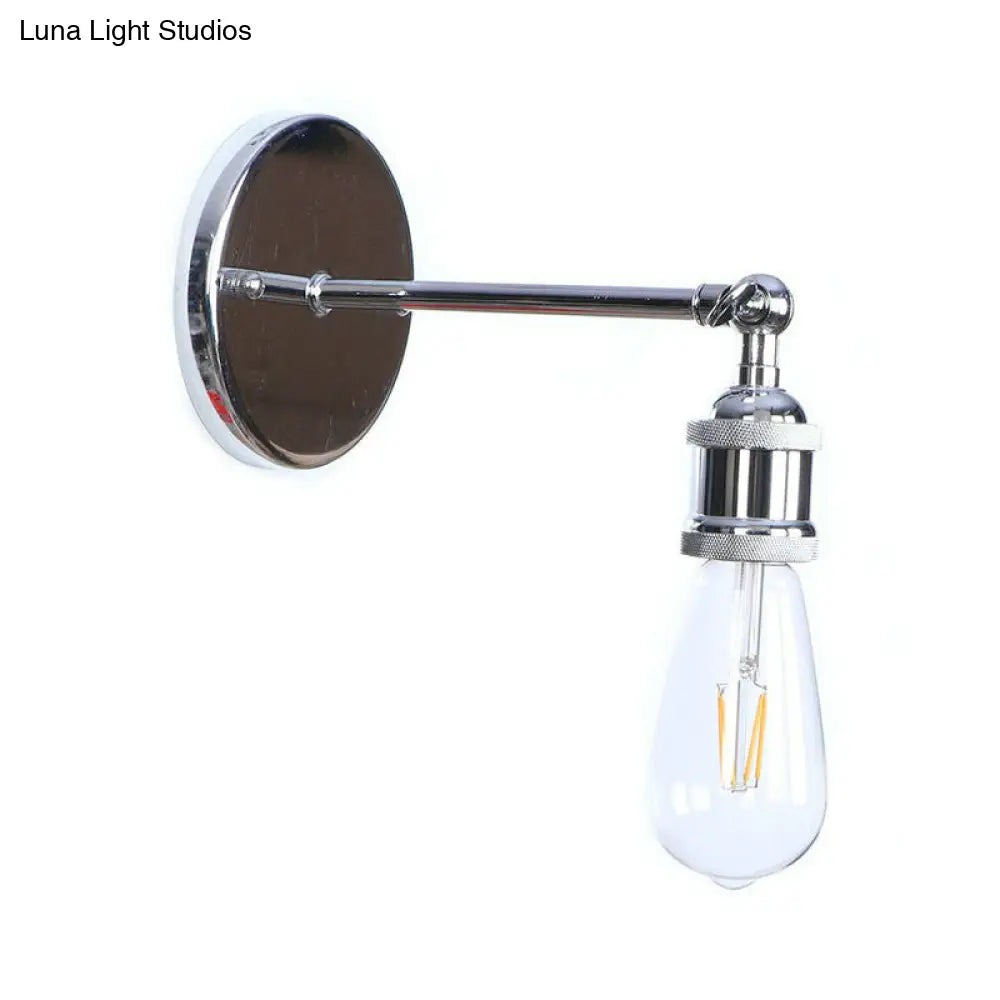 Industrial Iron Swivel Wall Lamp with Chrome Finish - 1-Light Cone/Saucer/Shadeless Design for Reading -  - DINIBLO 