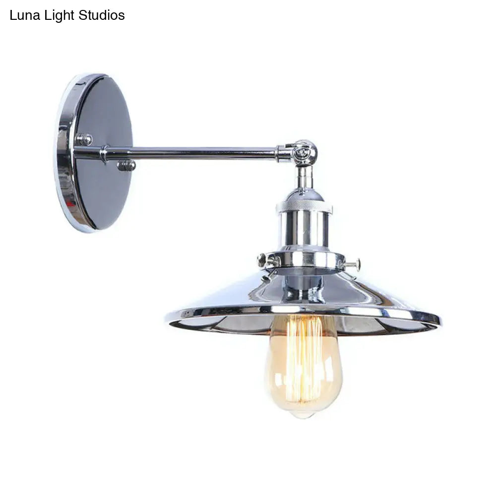 Industrial Iron Swivel Wall Lamp with Chrome Finish - 1-Light Cone/Saucer/Shadeless Design for Reading -  - DINIBLO 