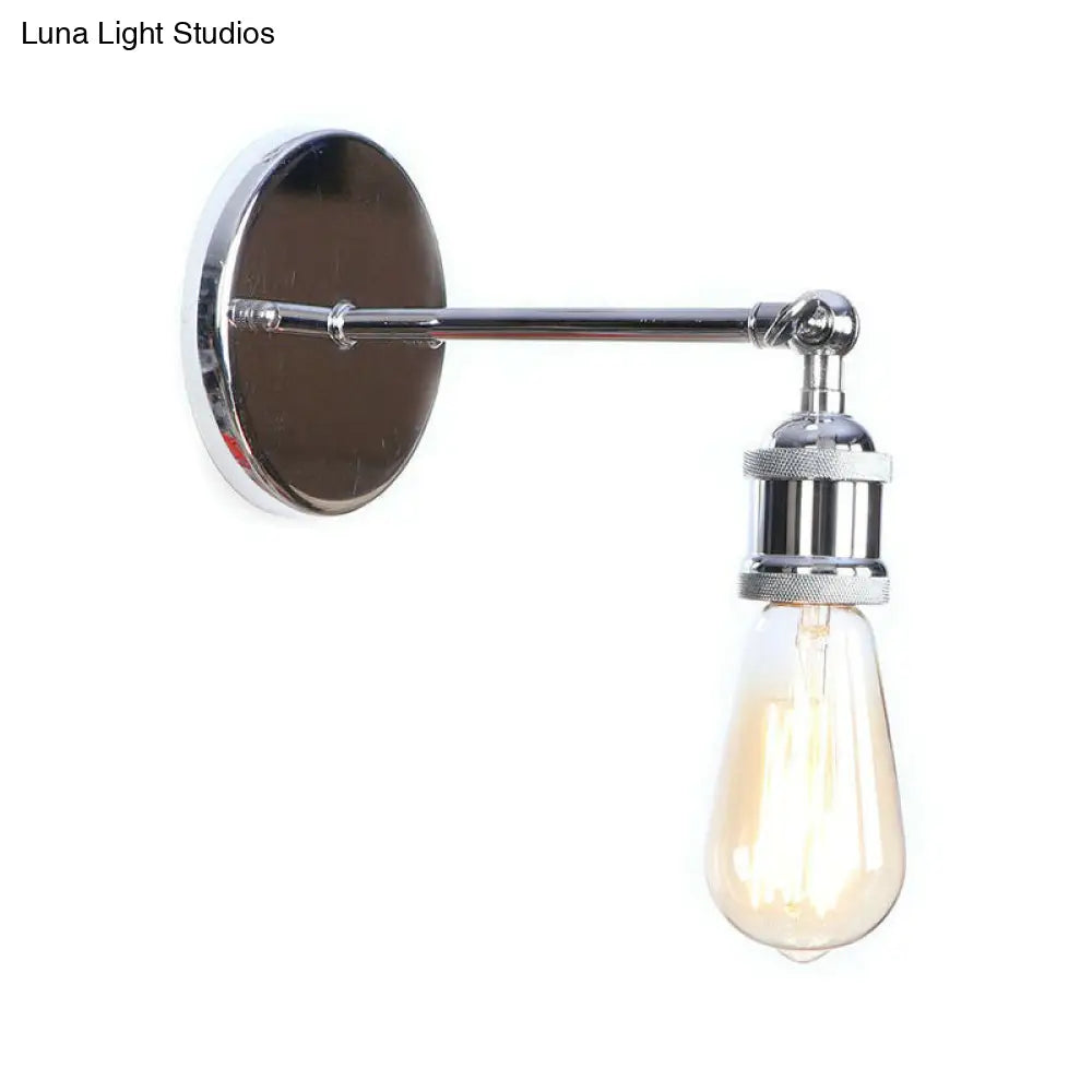 Industrial Iron Swivel Wall Lamp with Chrome Finish - 1-Light Cone/Saucer/Shadeless Design for Reading -  - DINIBLO 