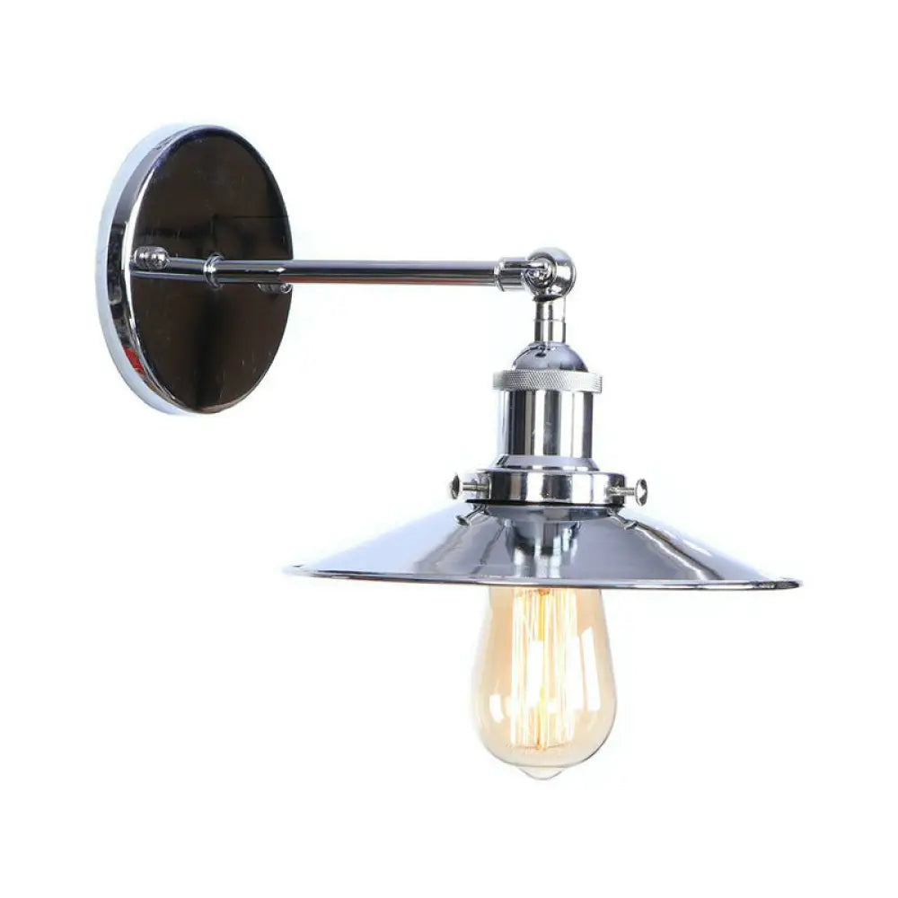 Industrial Iron Swivel Wall Lamp with Chrome Finish - 1-Light Cone/Saucer/Shadeless Design for Reading -  - DINIBLO 