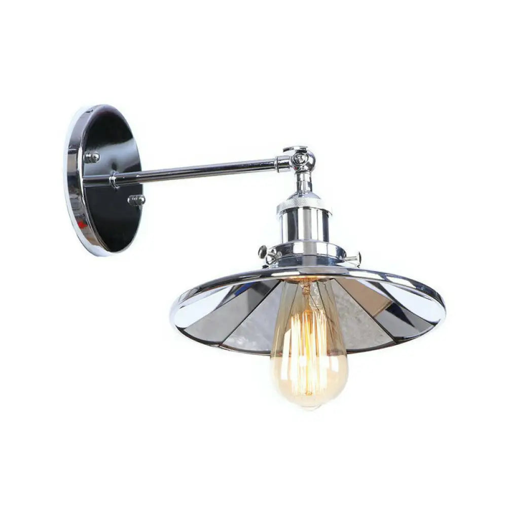 Industrial Iron Swivel Wall Lamp with Chrome Finish - 1-Light Cone/Saucer/Shadeless Design for Reading -  - DINIBLO 