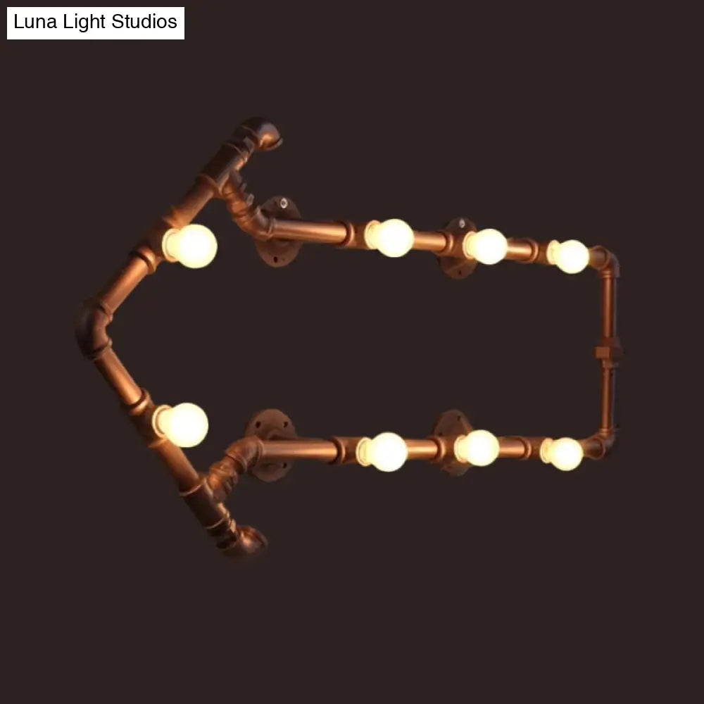 Industrial Iron Wall Sconce with Black/Copper Arrow Design & 8 Lights – Living Room Book Rack Wall Light -  - DINIBLO 