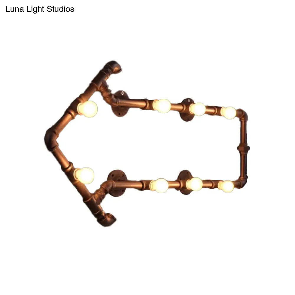 Industrial Iron Wall Sconce with Black/Copper Arrow Design & 8 Lights – Living Room Book Rack Wall Light -  - DINIBLO 