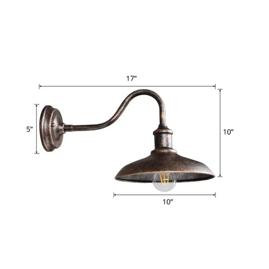 Industrial Outdoor Gooseneck Wall Sconce with Shade and 1-Light Fixture -  - DINIBLO 