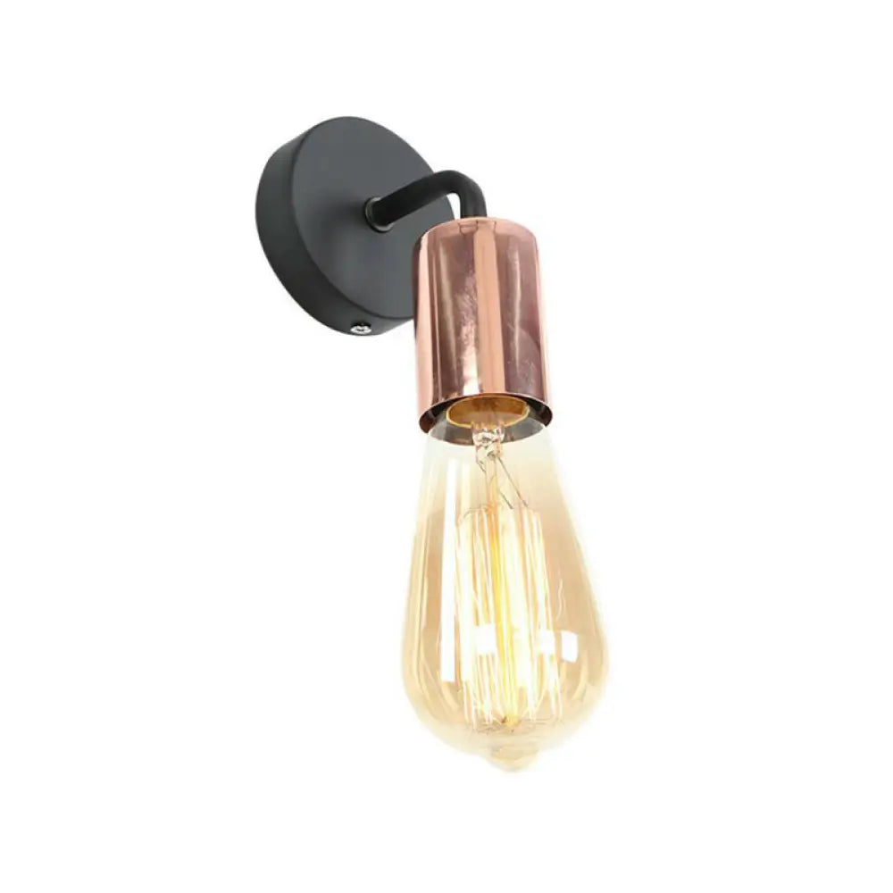 Industrial Style Metal Wall Mount Lamp - Shadeless Garage Lighting with Curved Arm in Rose Gold/Gold/Chrome -  - DINIBLO 