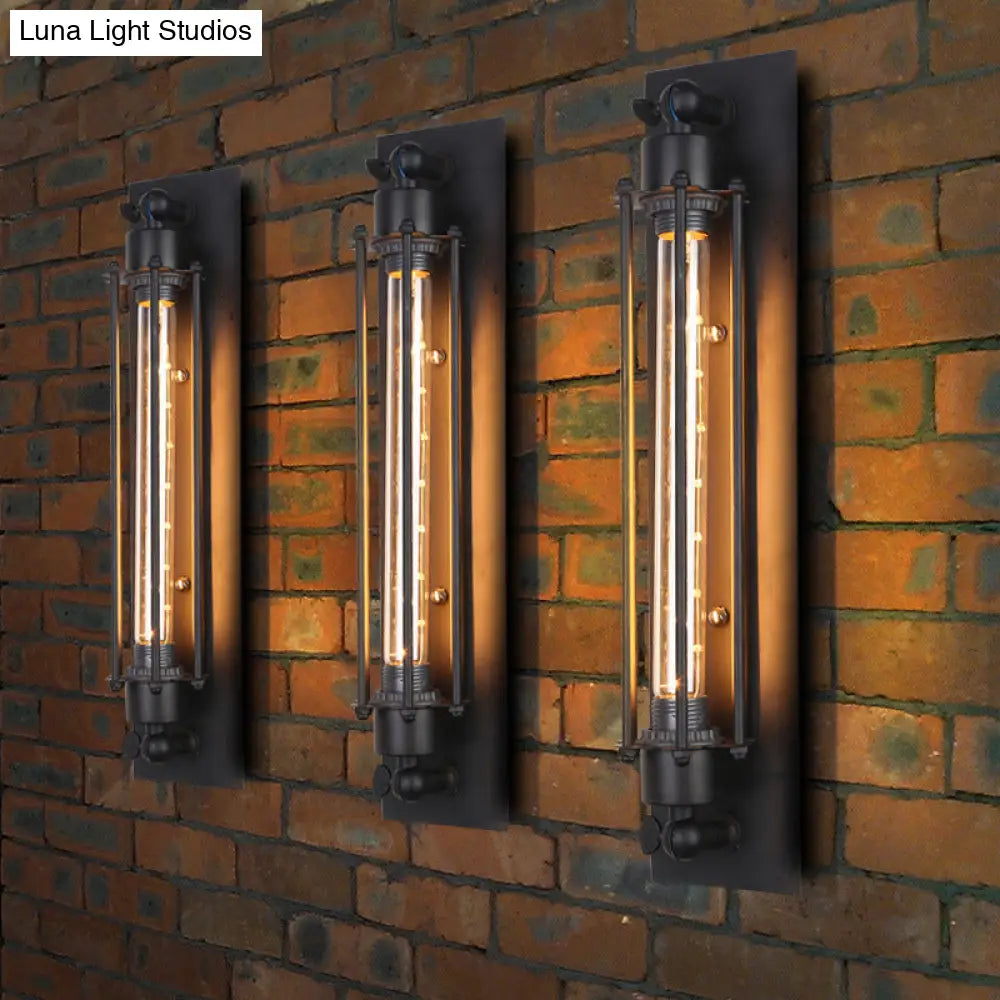 Industrial Tube Iron Wall Light with 1 Bulb in Black for Corridors -  - DINIBLO 