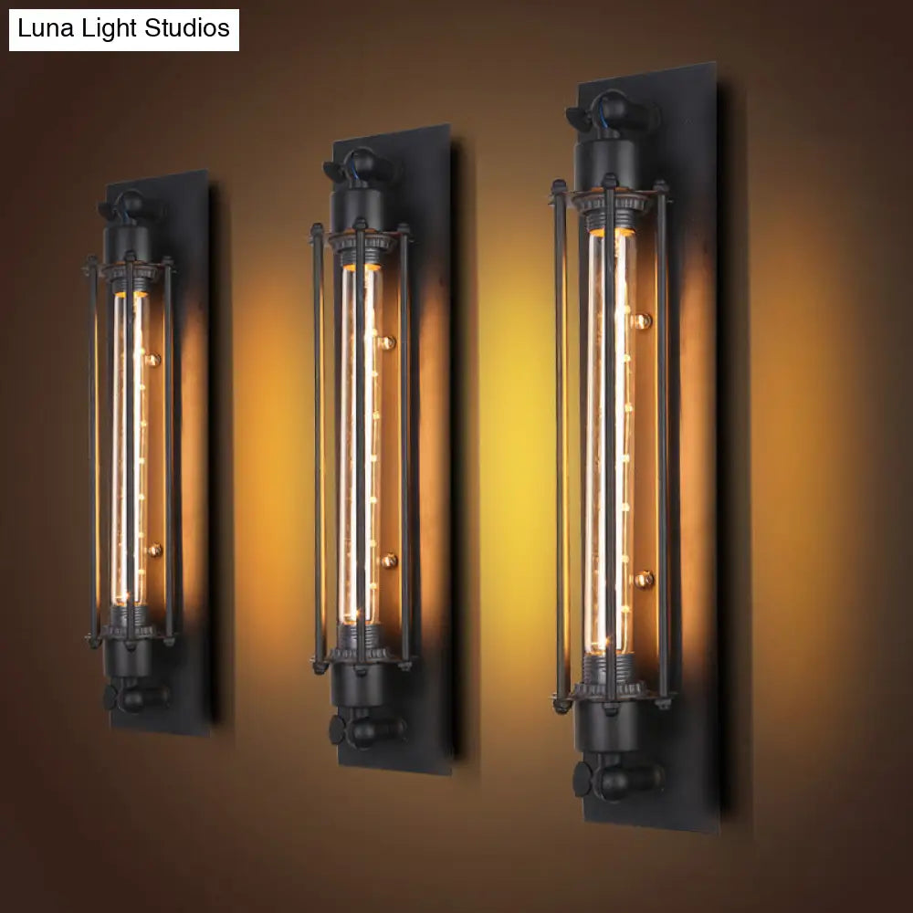 Industrial Tube Iron Wall Light with 1 Bulb in Black for Corridors -  - DINIBLO 