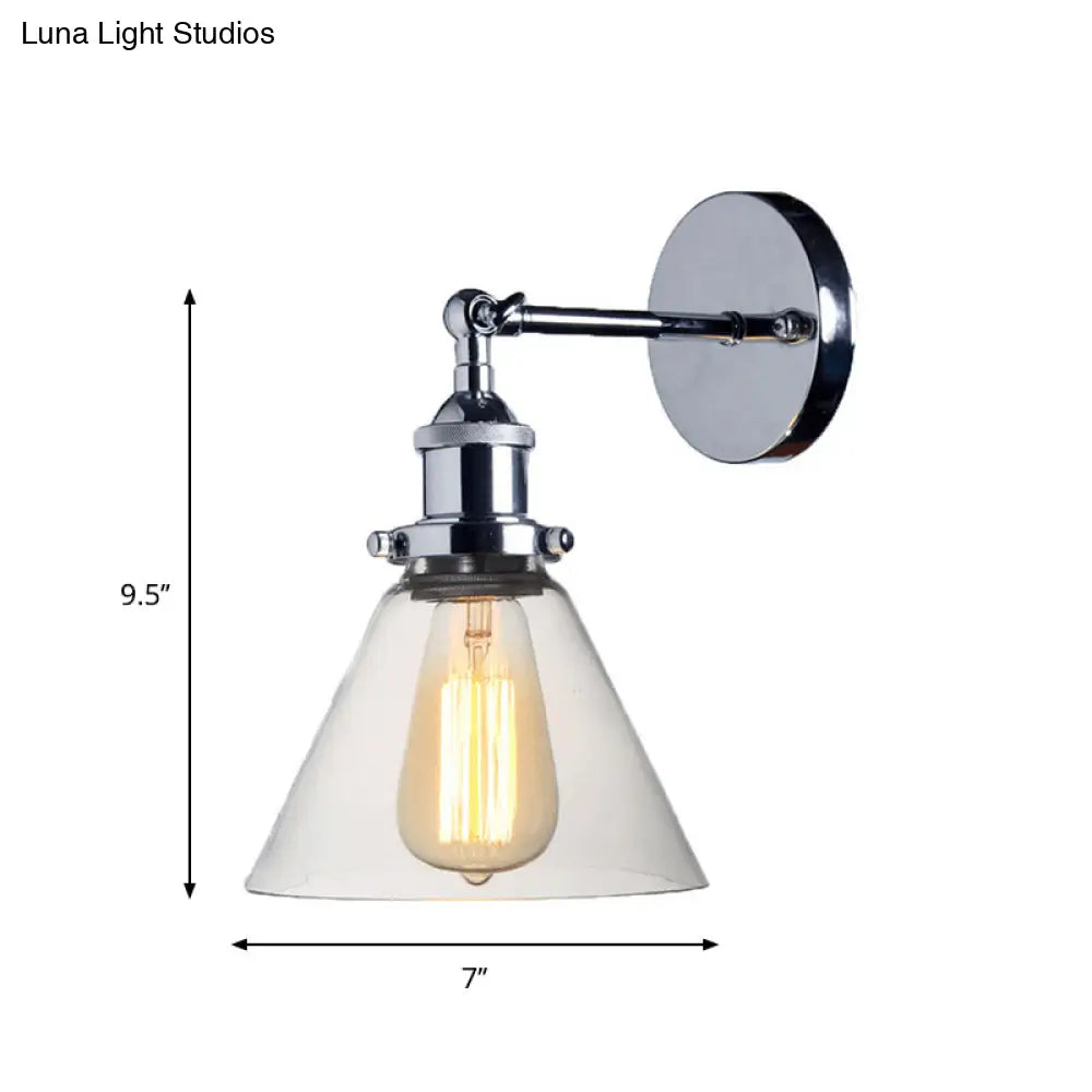 Industrial Wall Mounted Lamp: Clear Glass Chrome Wall Light with Rotating Arm -  - DINIBLO 