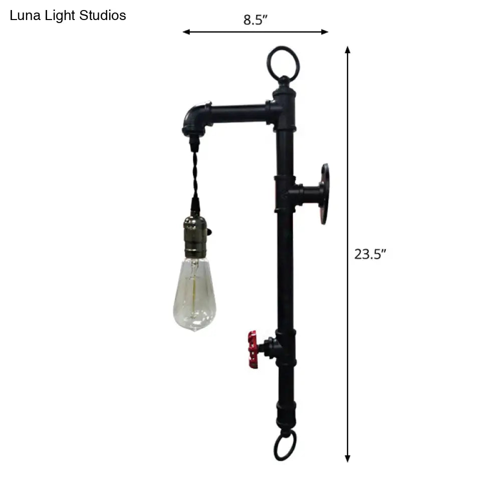 Industrial Water Pipe Wall Light Fixture with Valve Handle -  - DINIBLO 