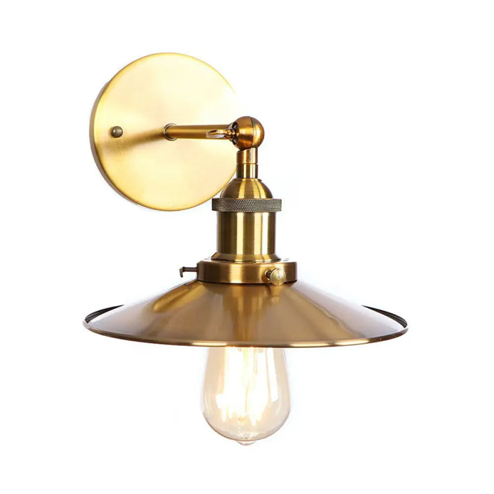 Iron Brass Finish Wall Light Fixture with Scalloped/Horn/Cone Design - 1-Light Factory Wall Mounted Lamp -  - DINIBLO 