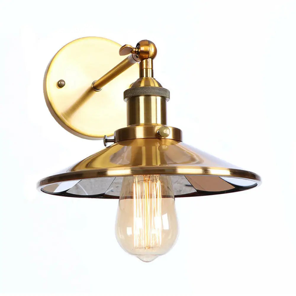 Iron Brass Finish Wall Light Fixture with Scalloped/Horn/Cone Design - 1-Light Factory Wall Mounted Lamp -  - DINIBLO 