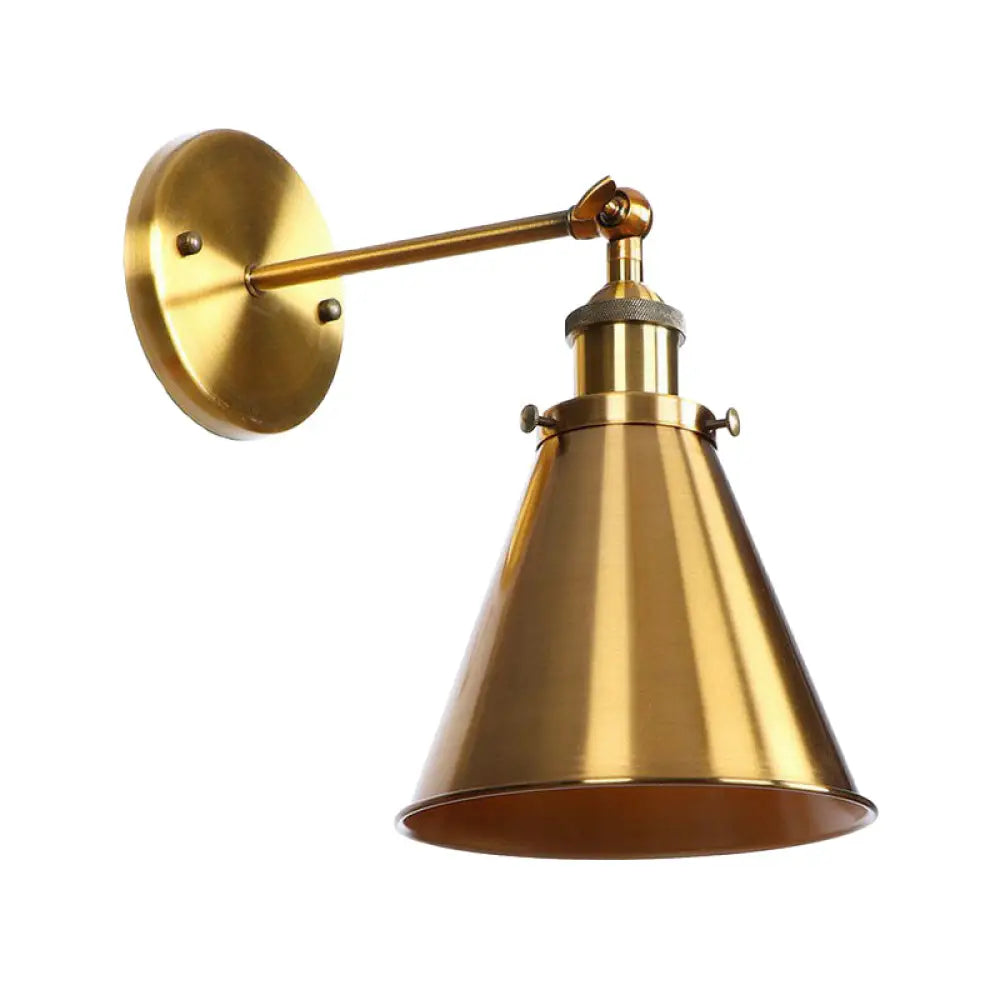 Iron Brass Finish Wall Light Fixture with Scalloped/Horn/Cone Design - 1-Light Factory Wall Mounted Lamp -  - DINIBLO 