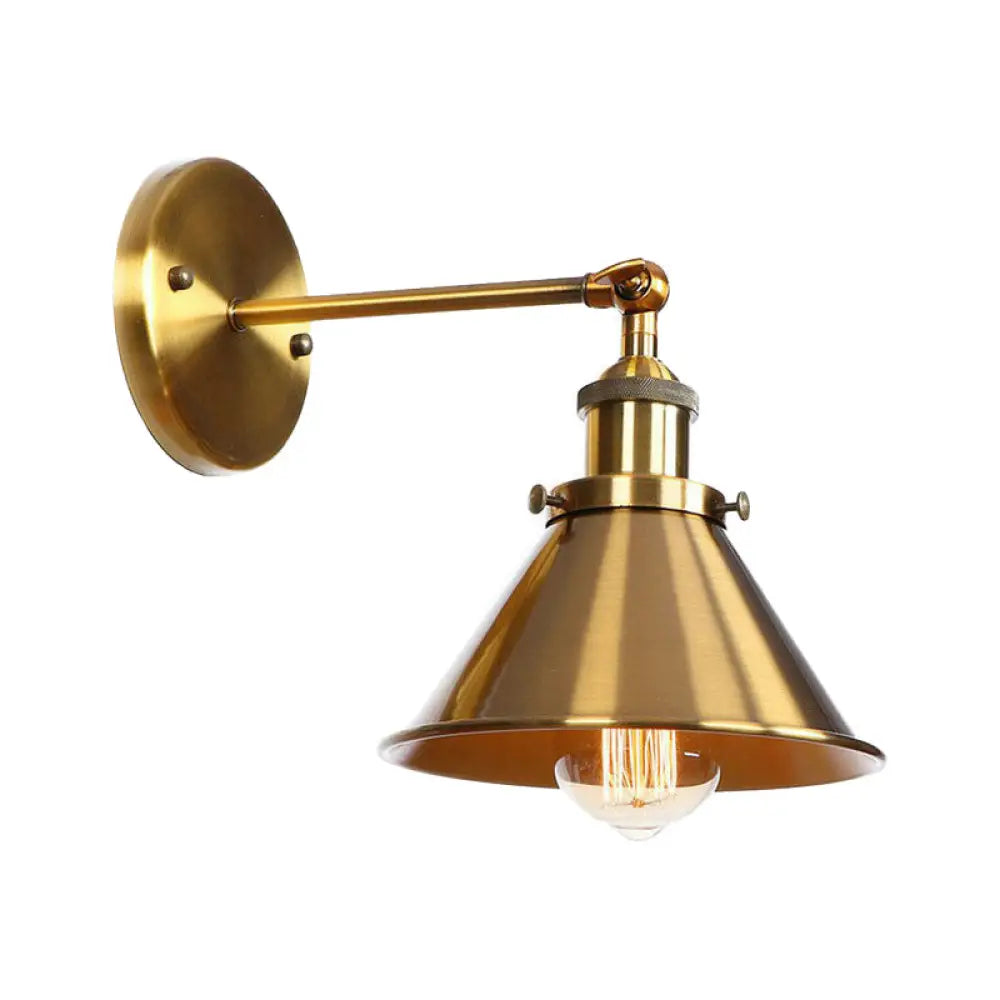 Iron Brass Finish Wall Light Fixture with Scalloped/Horn/Cone Design - 1-Light Factory Wall Mounted Lamp -  - DINIBLO 