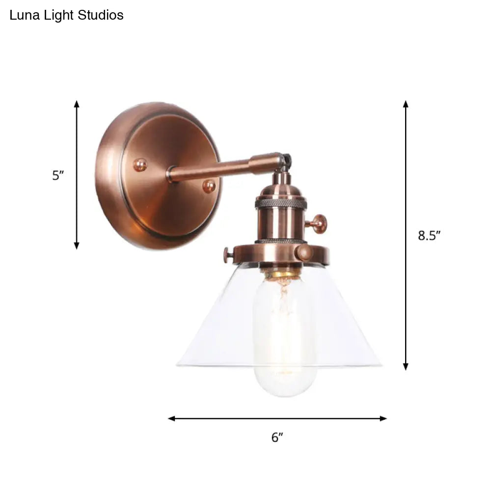 Iron Copper Finish Wall Light with Adjustable Arm and Conic/Diamond/Ball Shade - Single Factory Mount Reading Lamp -  - DINIBLO 