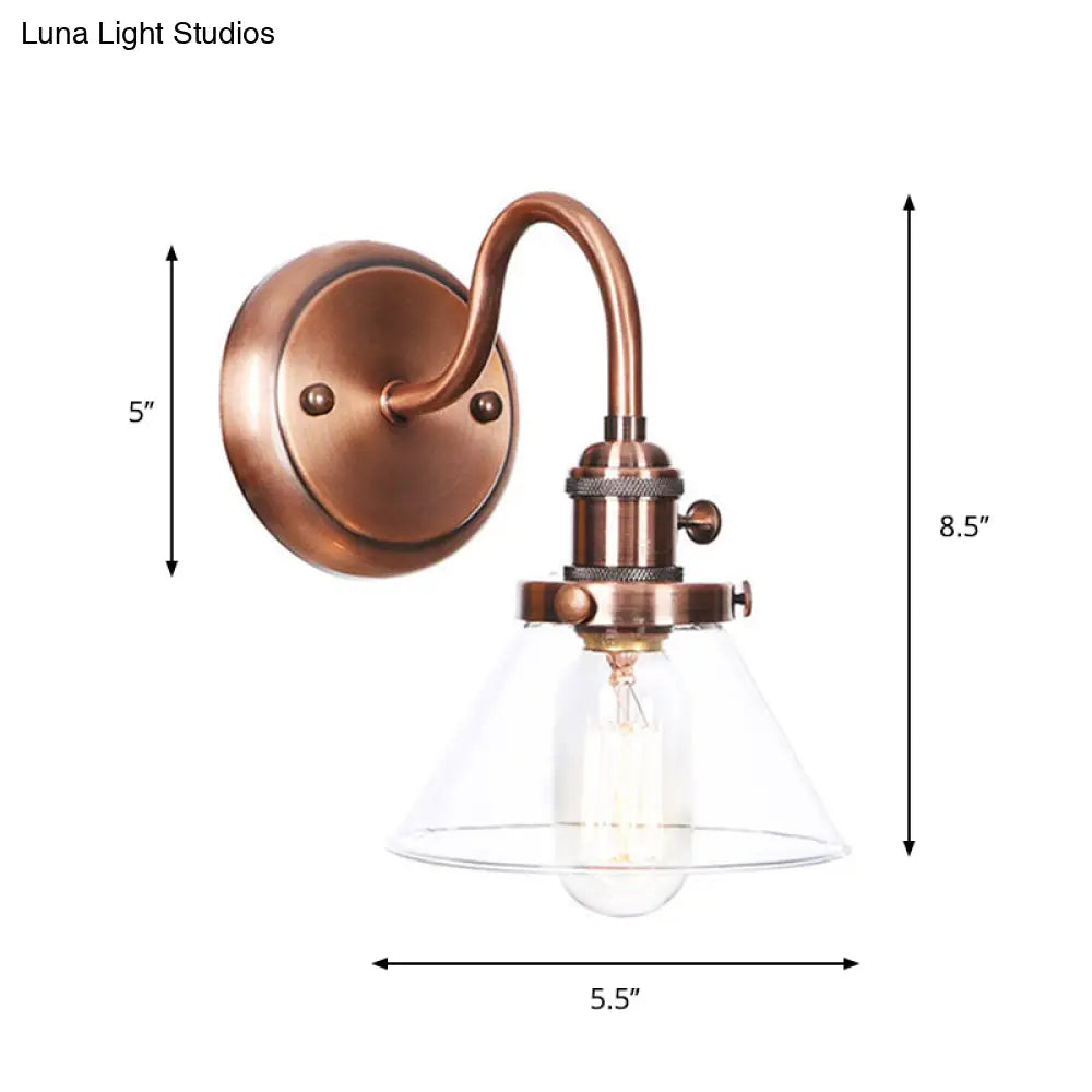 Iron Copper Finish Wall Light with Adjustable Arm and Conic/Diamond/Ball Shade - Single Factory Mount Reading Lamp -  - DINIBLO 