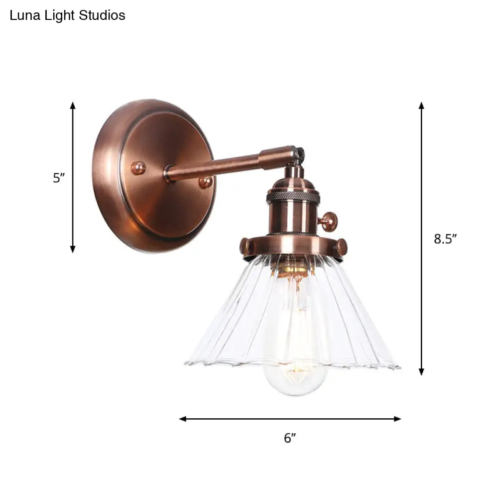 Iron Copper Finish Wall Light with Adjustable Arm and Conic/Diamond/Ball Shade - Single Factory Mount Reading Lamp -  - DINIBLO 