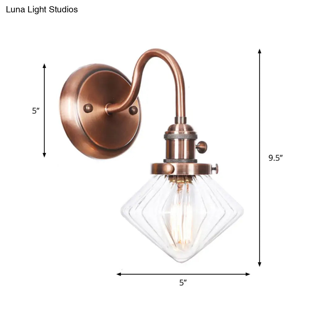 Iron Copper Finish Wall Light with Adjustable Arm and Conic/Diamond/Ball Shade - Single Factory Mount Reading Lamp -  - DINIBLO 