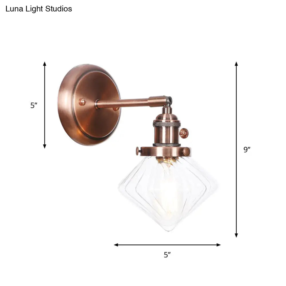 Iron Copper Finish Wall Light with Adjustable Arm and Conic/Diamond/Ball Shade - Single Factory Mount Reading Lamp -  - DINIBLO 