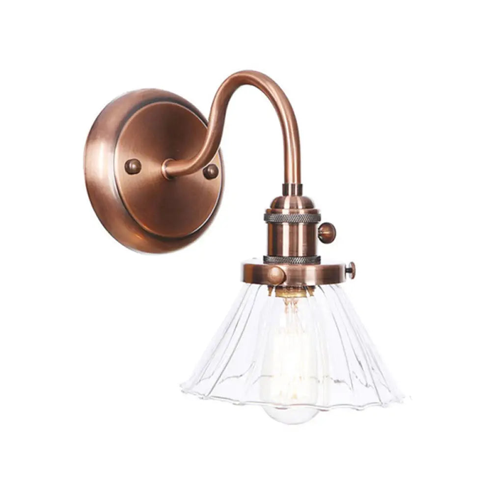 Iron Copper Finish Wall Light with Adjustable Arm and Conic/Diamond/Ball Shade - Single Factory Mount Reading Lamp -  - DINIBLO 