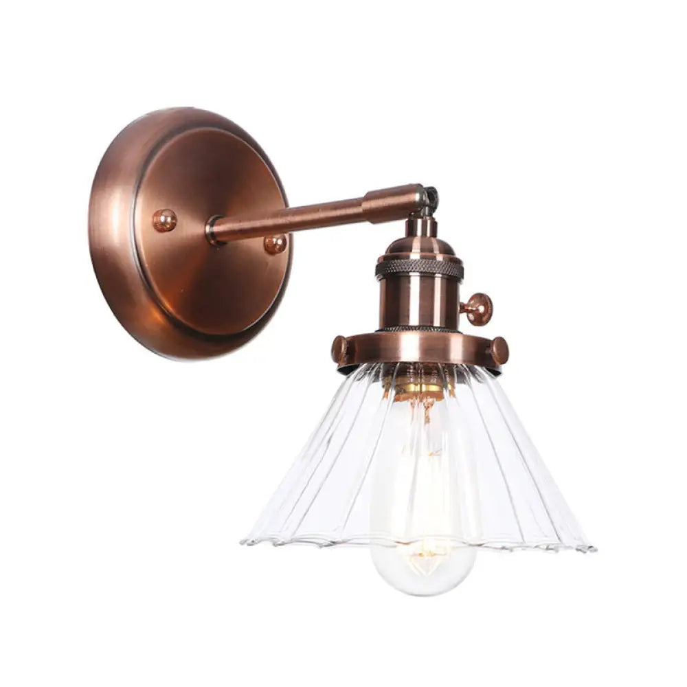 Iron Copper Finish Wall Light with Adjustable Arm and Conic/Diamond/Ball Shade - Single Factory Mount Reading Lamp -  - DINIBLO 