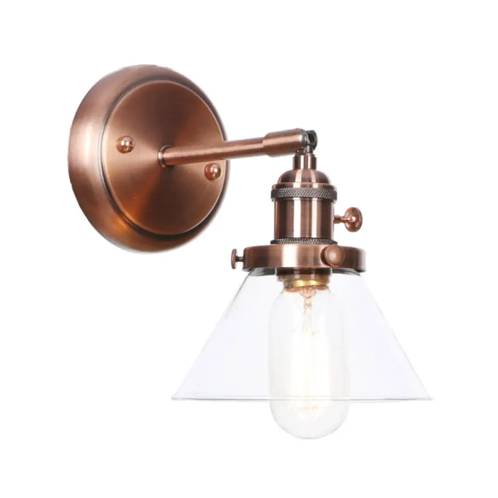 Iron Copper Finish Wall Light with Adjustable Arm and Conic/Diamond/Ball Shade - Single Factory Mount Reading Lamp -  - DINIBLO 