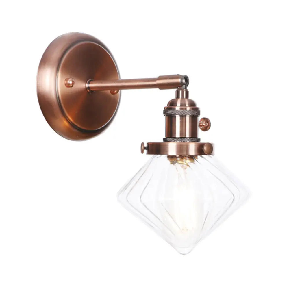 Iron Copper Finish Wall Light with Adjustable Arm and Conic/Diamond/Ball Shade - Single Factory Mount Reading Lamp -  - DINIBLO 