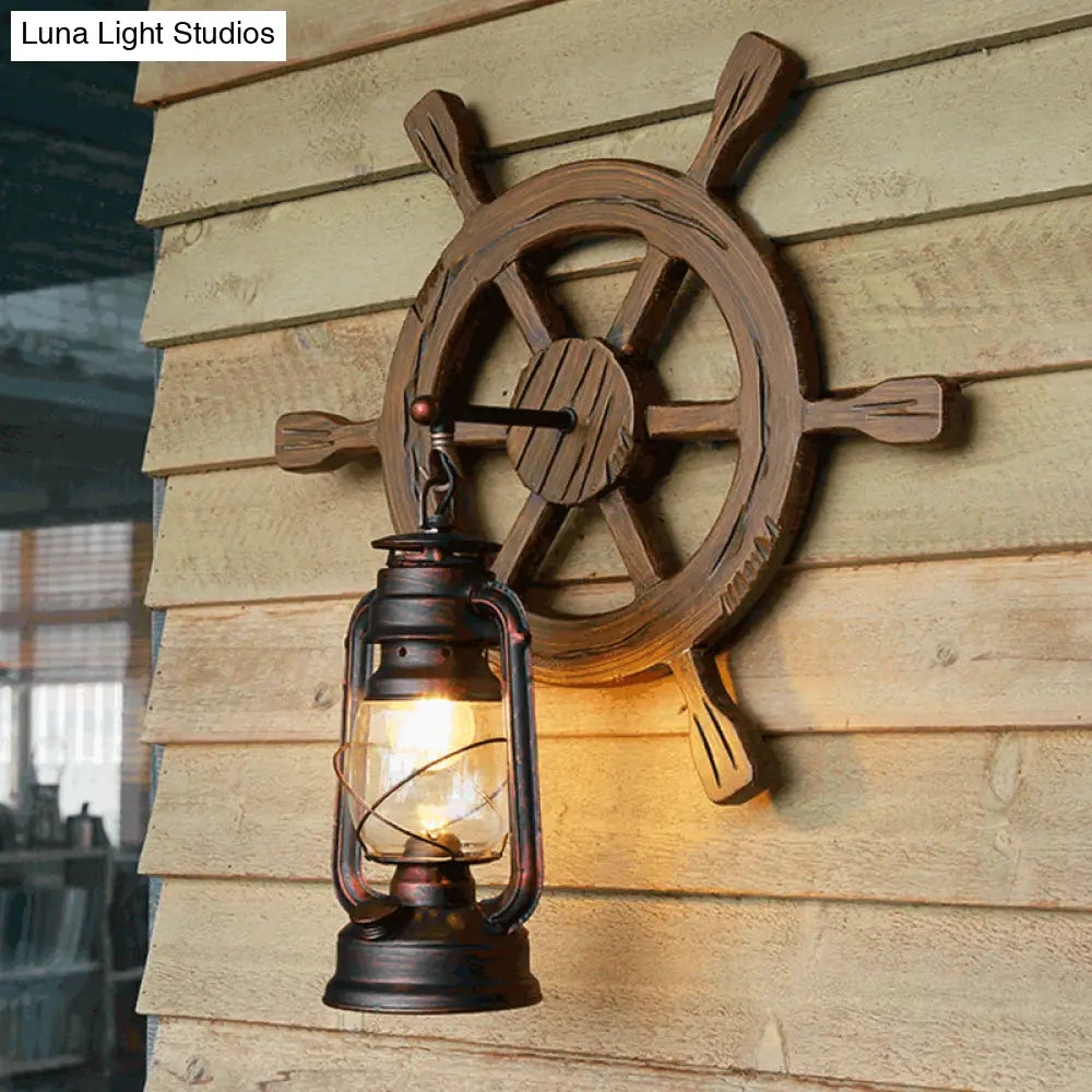 Iron Lantern Kerosene Light - Industrial Style Wall Fixture in Bronze -  - DINIBLO 