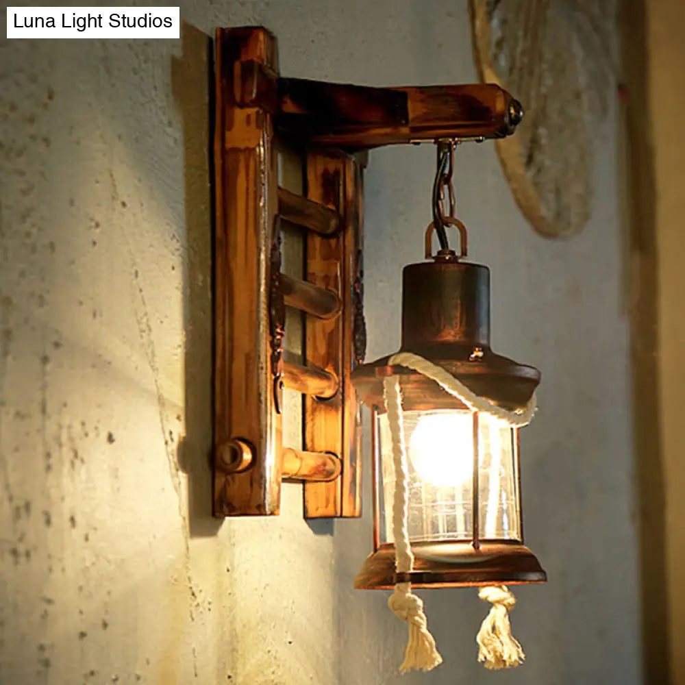 Iron Lantern Kerosene Light - Industrial Style Wall Fixture in Bronze -  - DINIBLO 