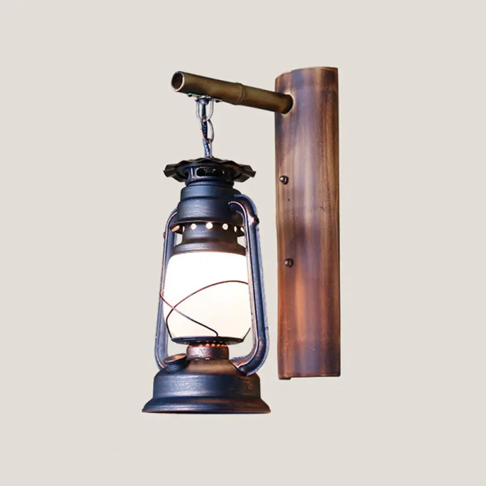 Iron Lantern Kerosene Light - Industrial Style Wall Fixture in Bronze -  - DINIBLO 