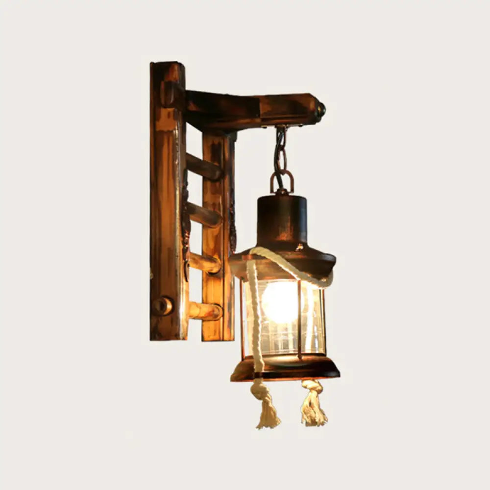 Iron Lantern Kerosene Light - Industrial Style Wall Fixture in Bronze -  - DINIBLO 