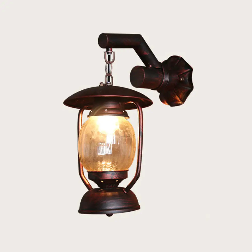 Iron Lantern Kerosene Light - Industrial Style Wall Fixture in Bronze -  - DINIBLO 