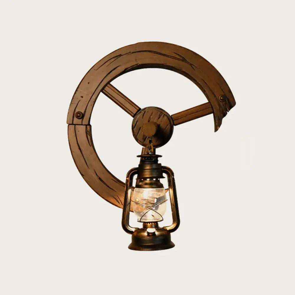 Iron Lantern Kerosene Light - Industrial Style Wall Fixture in Bronze -  - DINIBLO 