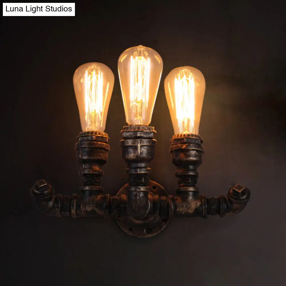 Iron Wall Mount Lighting Fixture with Antique Design - 3 Bulbs - Bronze Finish -  - DINIBLO 