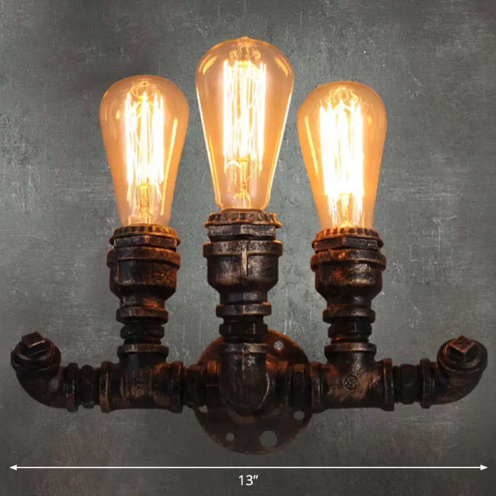 Iron Wall Mount Lighting Fixture with Antique Design - 3 Bulbs - Bronze Finish -  - DINIBLO 