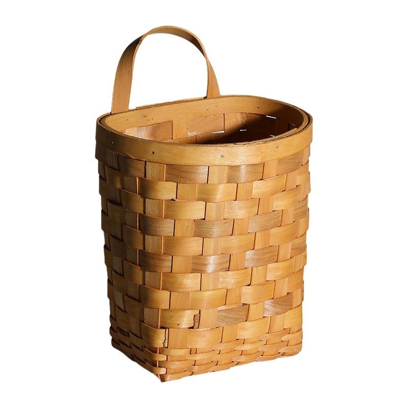 Wood Hanging Platted Storage Basket with Single Handle - Organization > Storage Containers > Storage Baskets & Bins & Boxes - DINIBLO 