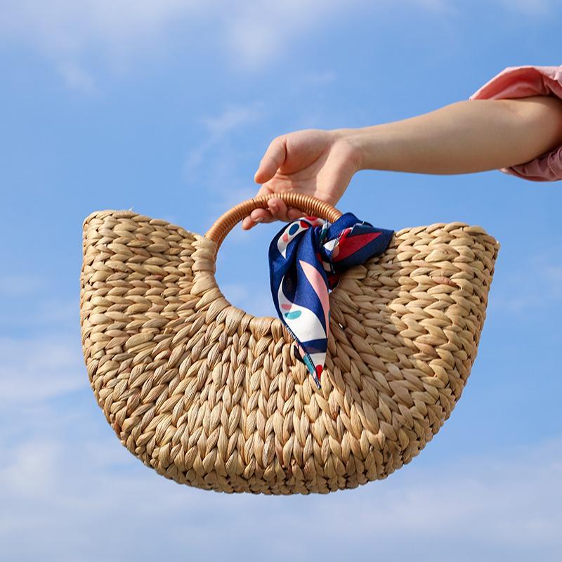 Quasi Semi-Circle Shaped Shopping Basket with Handles - Organization > Storage Containers > Storage Baskets & Bins & Boxes - DINIBLO 