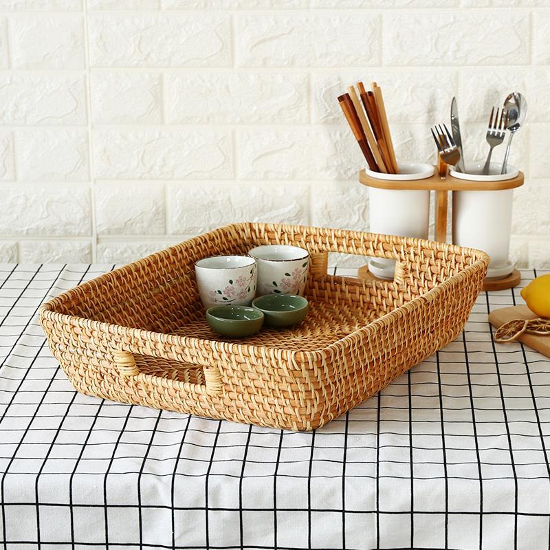 Expertly Woven Rectangular Storage Tray With Expanding Borders - Organization > Storage Containers > Storage Trays - DINIBLO 