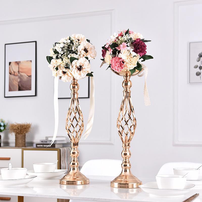 2-Piece Metal Gold Candle Holder Table Centerpiece Stand Pillar Candlestick - Home Decor > Candle holders & Lanterns > Candles & Candle holders - DINIBLO 