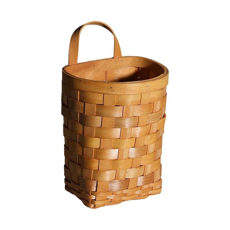 Wood Hanging Platted Storage Basket with Single Handle - Organization > Storage Containers > Storage Baskets & Bins & Boxes - DINIBLO 