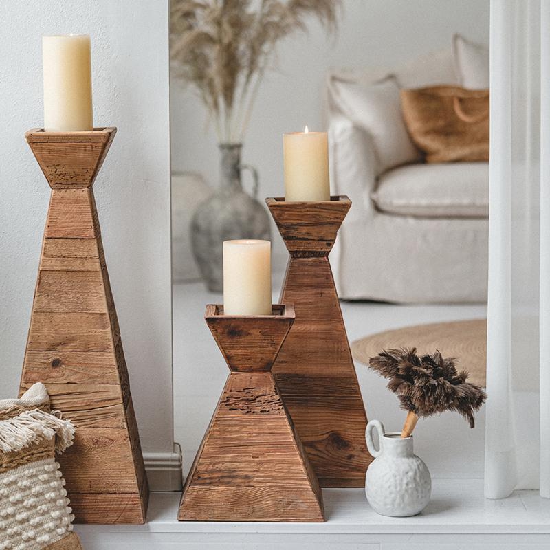 Brown Wood Candle Holder for Living Room Dining Room - Home Decor > Candle holders & Lanterns > Candles & Candle holders - DINIBLO 