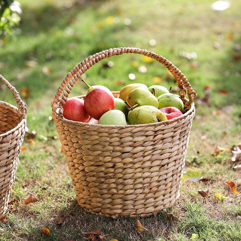 Farmhouse Large Handwoven Round Basket With Handle - Organization > Storage Containers > Storage Baskets & Bins & Boxes - DINIBLO 