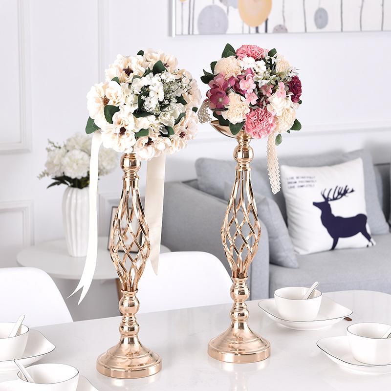 2-Piece Metal Gold Candle Holder Table Centerpiece Stand Pillar Candlestick - Home Decor > Candle holders & Lanterns > Candles & Candle holders - DINIBLO 