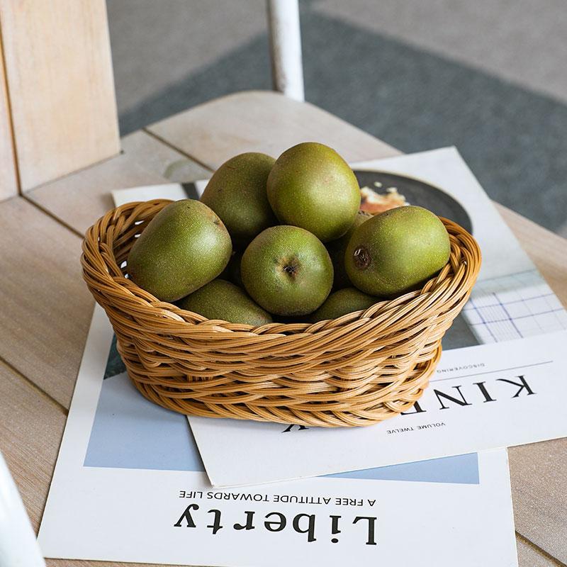 Rustic Wooden Natural Oval Shaped Plastic Storage Basket - Organization > Storage Containers > Storage Baskets & Bins & Boxes - DINIBLO 