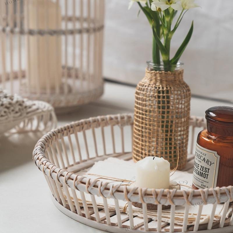 Farmhouse Wicker Decorative Tray Serving tray - Organization > Storage Containers > Storage Trays - DINIBLO 