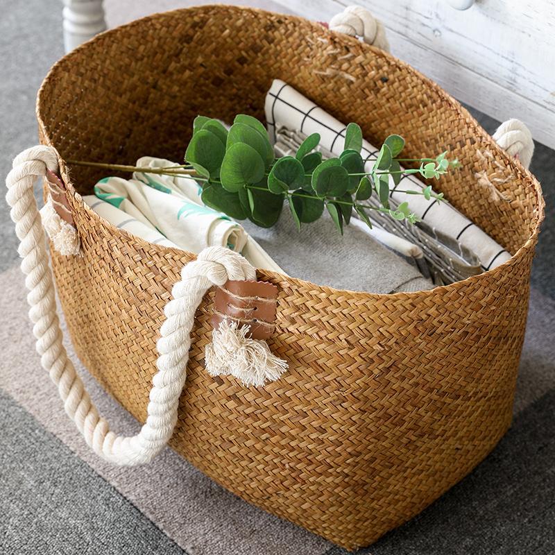 Tapered Shopping Basket Panic Hamper with Rope Handles - Organization > Storage Containers > Storage Baskets & Bins & Boxes - DINIBLO 