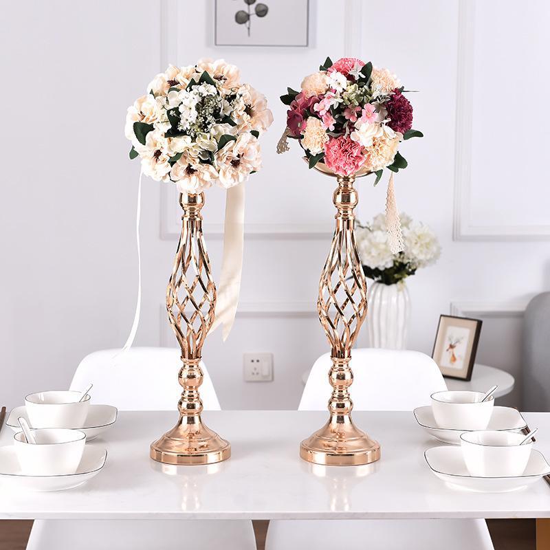 2-Piece Metal Gold Candle Holder Table Centerpiece Stand Pillar Candlestick - Home Decor > Candle holders & Lanterns > Candles & Candle holders - DINIBLO 