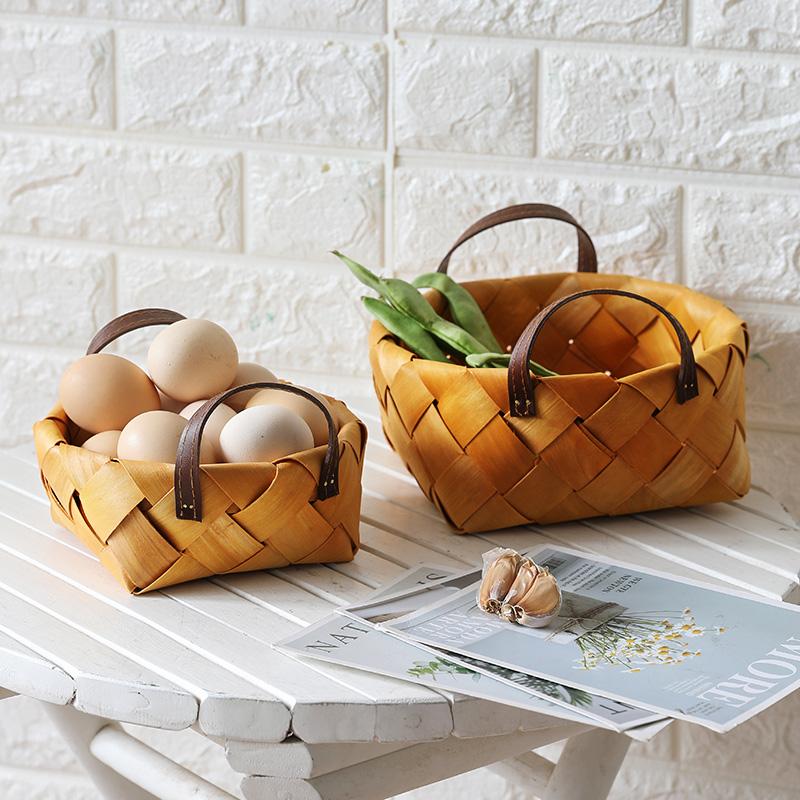 Farmhouse Wood Woven Basket - Organization > Storage Containers > Storage Baskets & Bins & Boxes - DINIBLO 